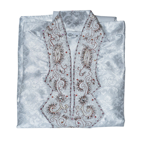 White  Embroidered Silk Kurta