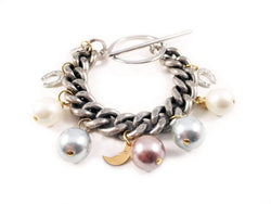Pearls Statement Bracelet. Perfect for Parties, Summer Time and Gift for Her.