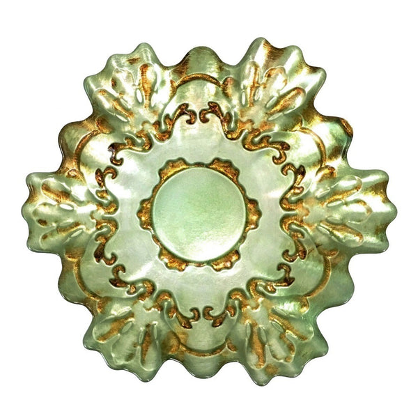Set/4 LACE 8.5" GOLD/TURQUOISE SIDE PLATES