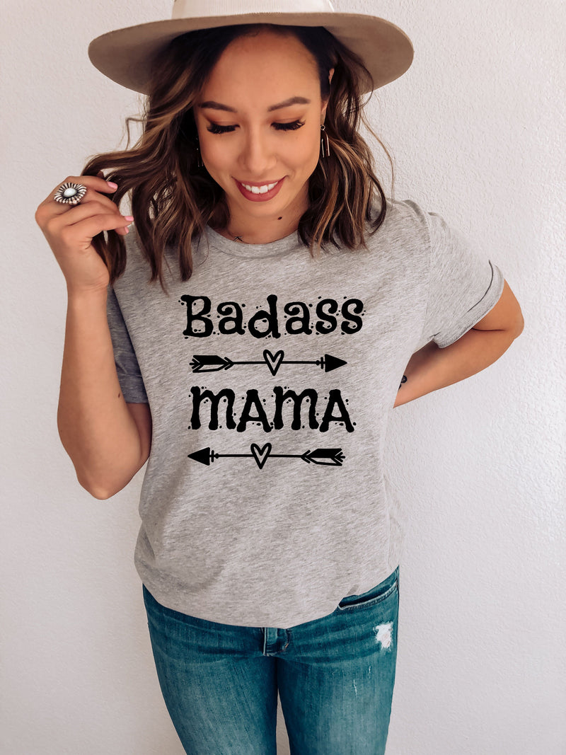 Women's Badass Mama Christmas Gift Strong as a Mother Funny Mom T-Shirt