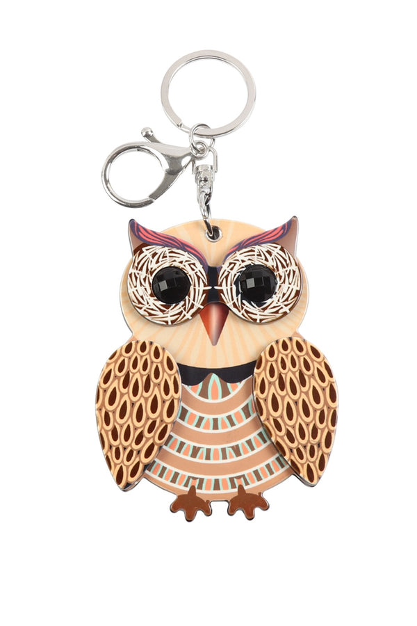 Kc417x025 - Cute Owl With Mirror Keychain