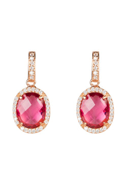 Beatrice Oval Gemstone Drop Earring Rose Gold Pink Tourmaline