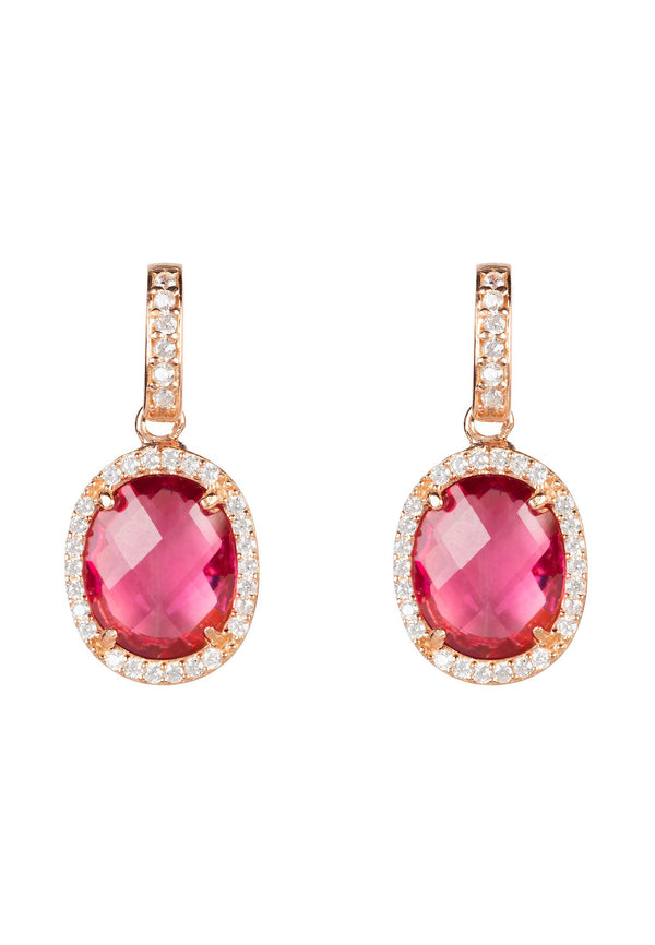 Beatrice Oval Gemstone Drop Earring Rose Gold Pink Tourmaline