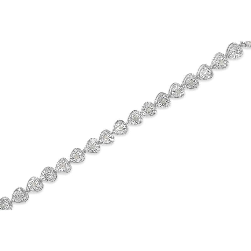 Sterling Silver Diamond Heart Tennis Link Bracelet (1/4 Cttw, I-J Color, I3 Clarity)