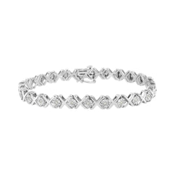 .925 Sterling Silver 1/4 Cttw Miracle Set Diamond "X" Link Bracelet (I-J Color, I3 Clarity) - 7.25"