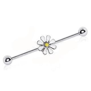 316L Stainless Steel White Daisy Industrial Barbell