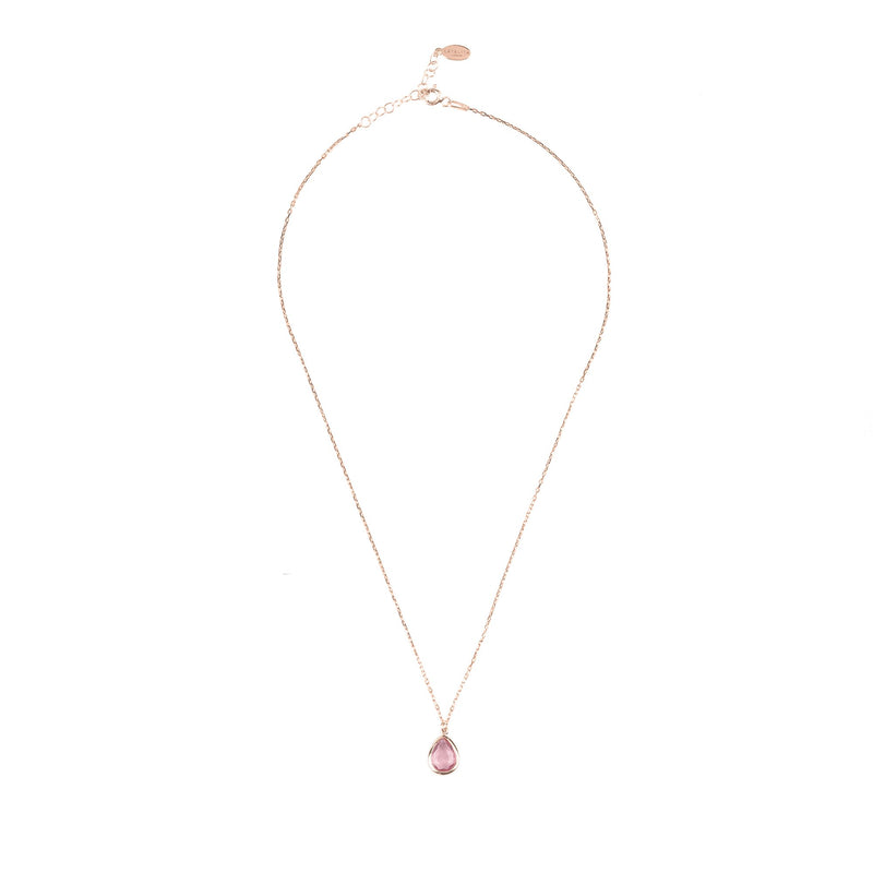 Pisa Mini Teardrop Necklace Rosegold Pink Tourmaline