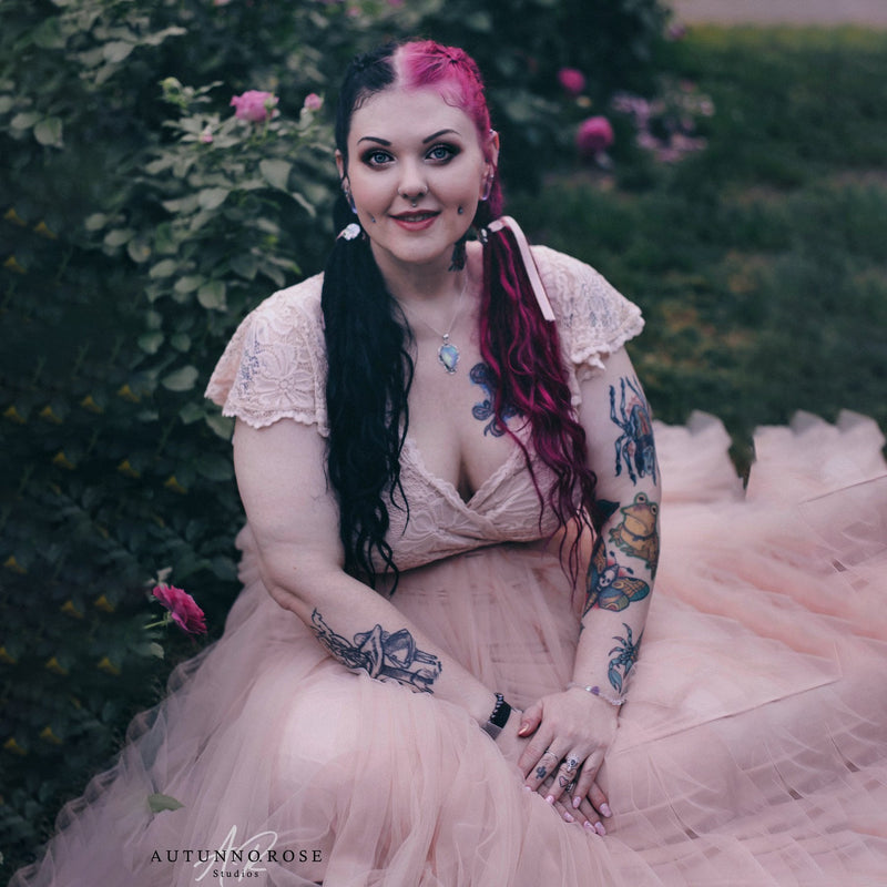 Curvy Fairy Blush Pink Wrap Lace Bohemian Wedding Dress, Butterfly Sleeves  #1293