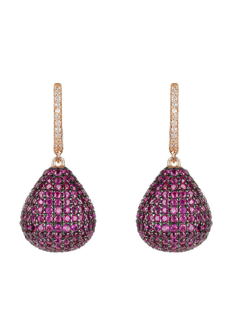 Valerie Pear Drop Gemstone Earring Rosegold Ruby