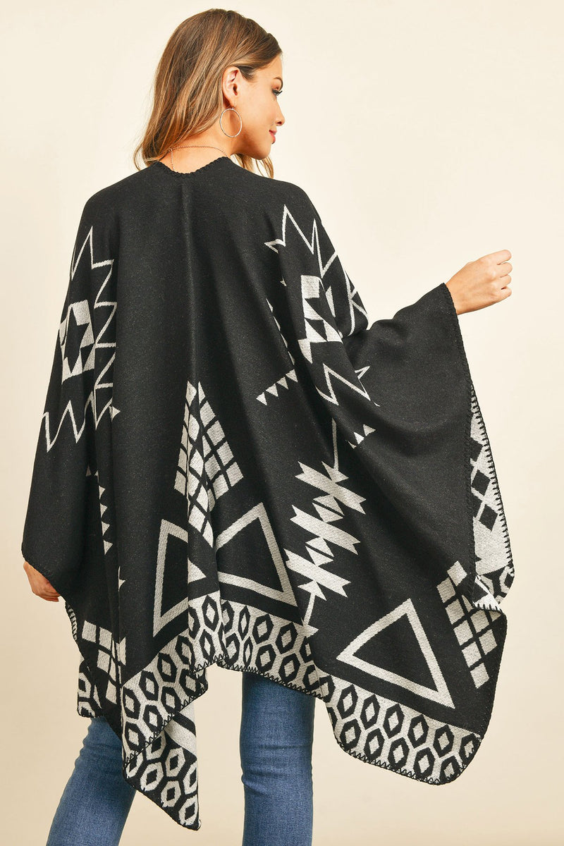 Hdf3153 - Triangle Pattern Open Front Kimono