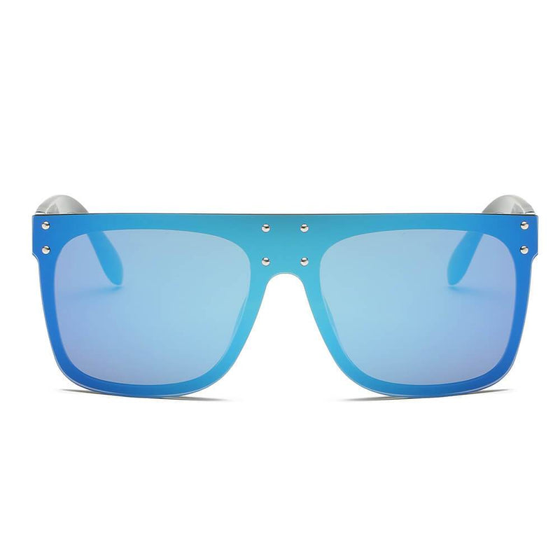 AKRON | S2060 - Flat Top Oversize Mirrored Square Sunglasses Circle