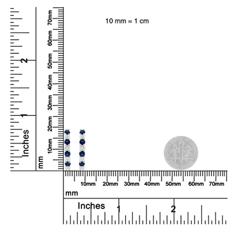 10K White Gold, ½ Cttw Diamond, & ½ Cttw Lab-Grown Blue Sapphire Leverback Hoop Earrings (H-I Color, I1-I2 Clarity)