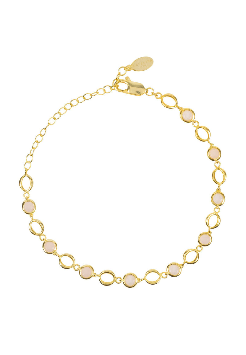 Milan Link Gemstone Bracelet Gold Rose Quartz