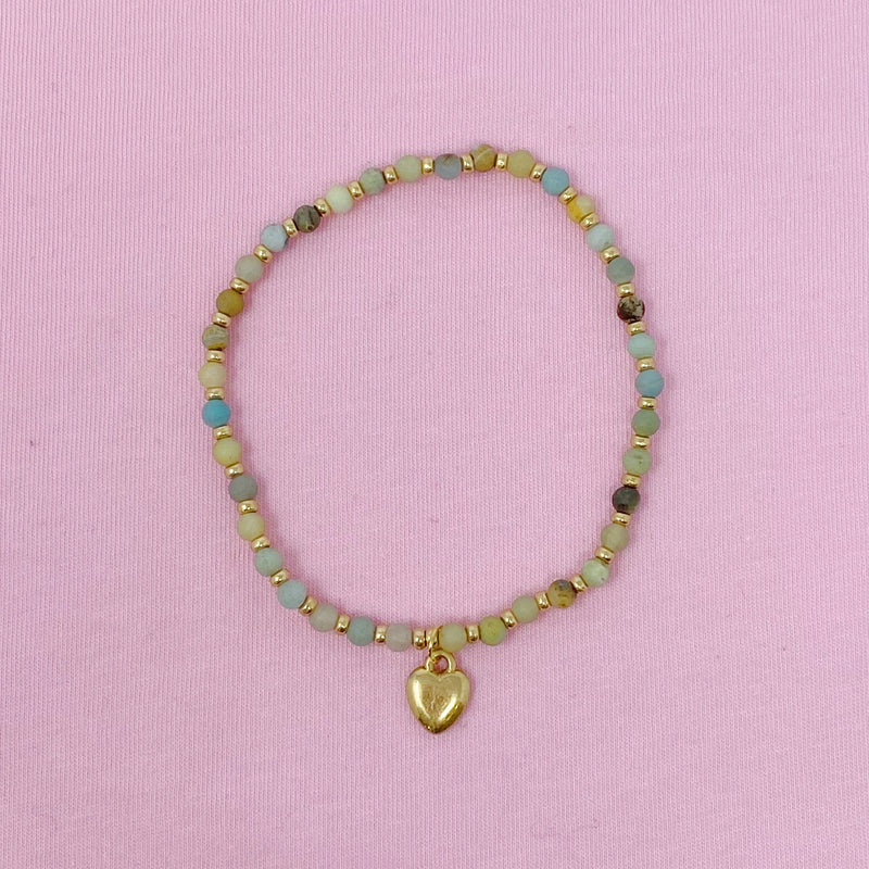 Stone Bead Heart Anklet