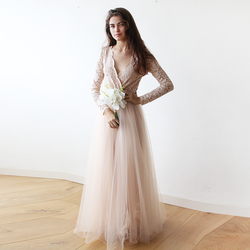 Blush Tulle and Lace Dress #1125