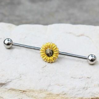 316L Stainless Steel Sunflower Industrial Barbell