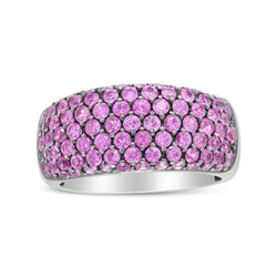White Gold & Black Rhodium , Pink Sapphire Classic Band Ring - Ring Size 6.5