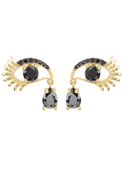 Eye of Horus Earrings Black Gold