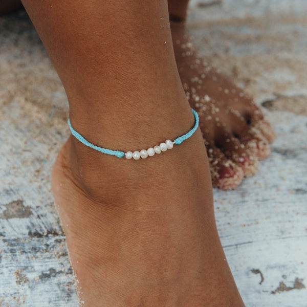 Lahaina Pearl Handmade Anklet - Turquoise