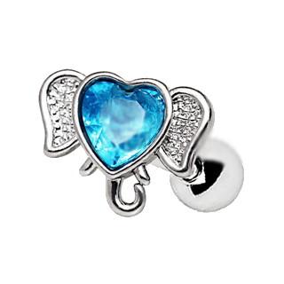 316L Stainless Steel Aqua Heart Elephant Cartilage Earring