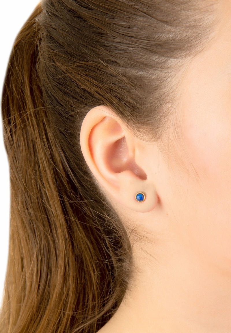 Petite Stud Earring Gold Lapis Lazuli