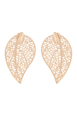 Oeb057 - Metal Leaf Filigree Post Earrings