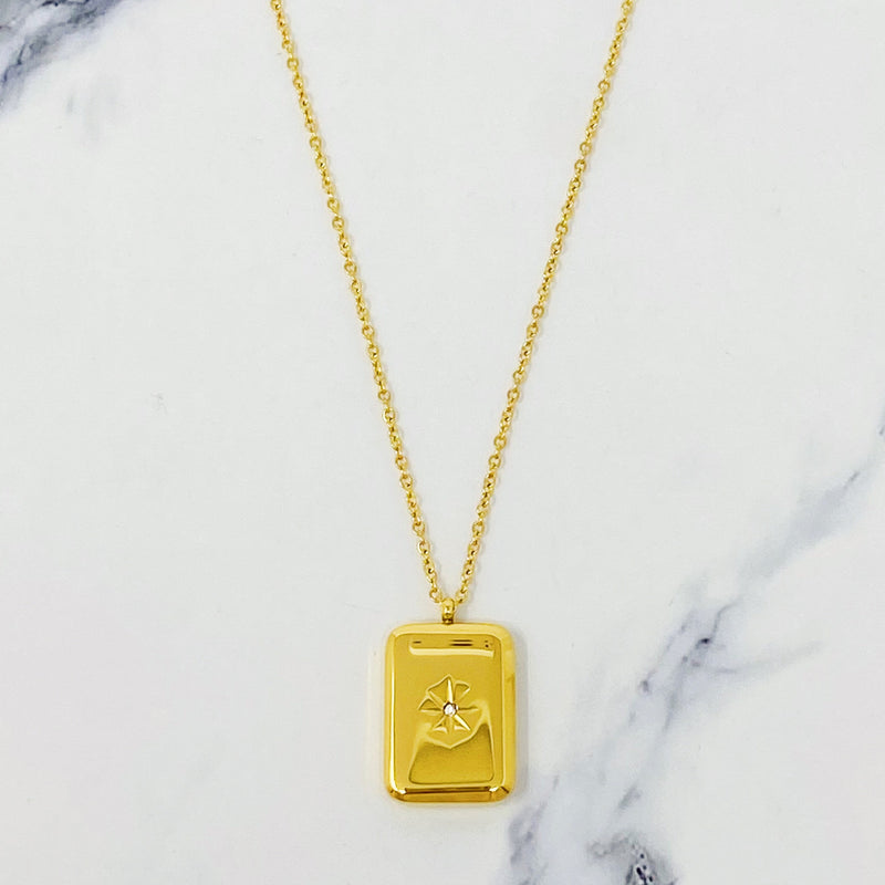 Smooth Square Sunburst Necklace