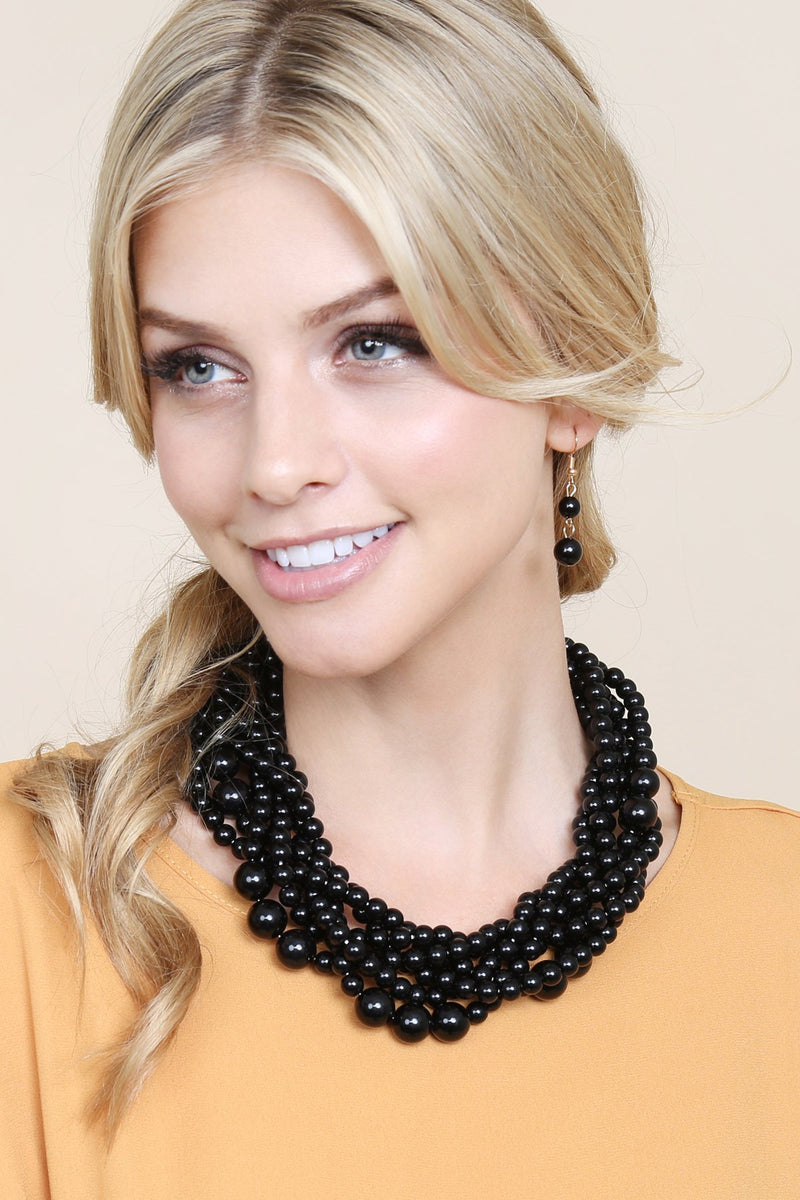 Hdn2162 - Multi Strand Bubble Choker Necklace and Earring Set