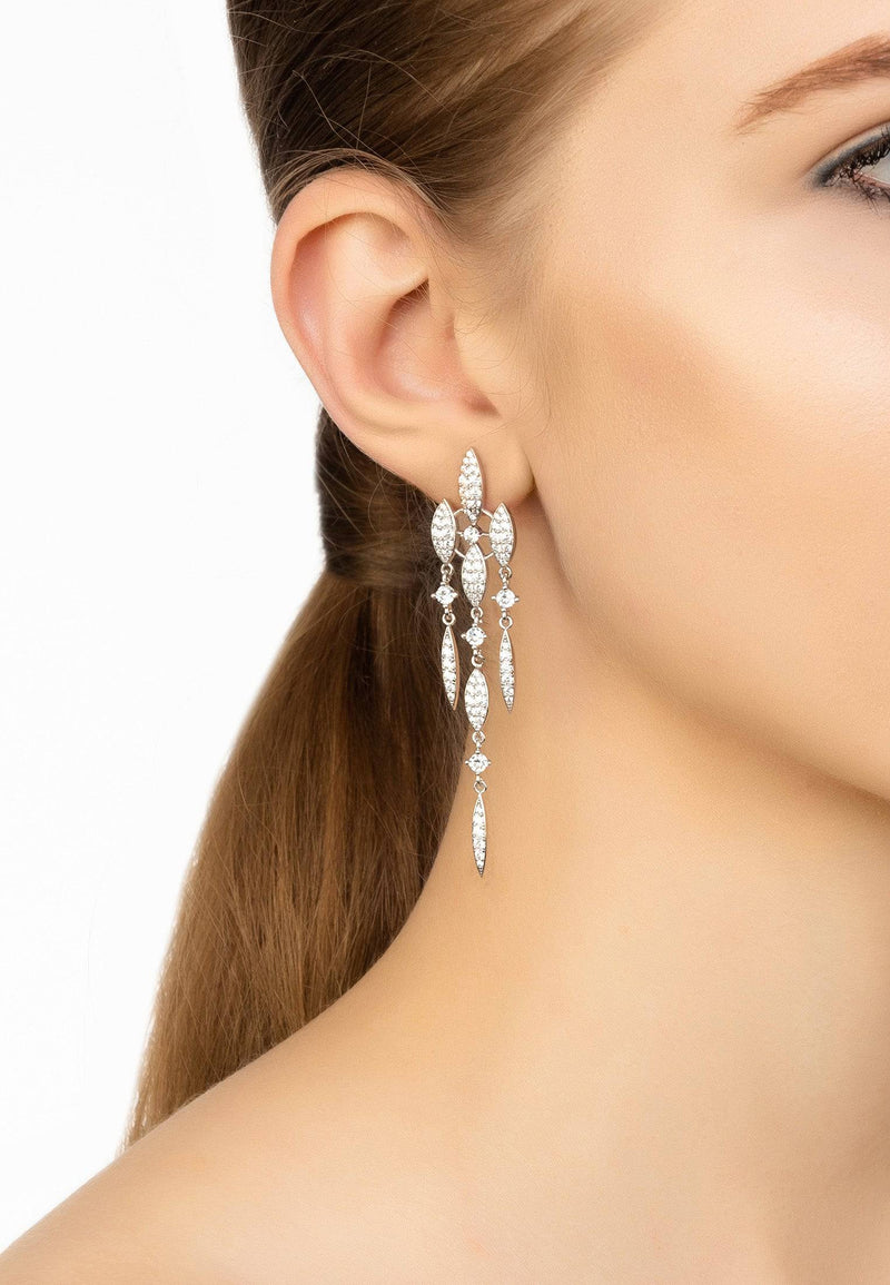 Valencia Statement Drop Earring White CZ Silver