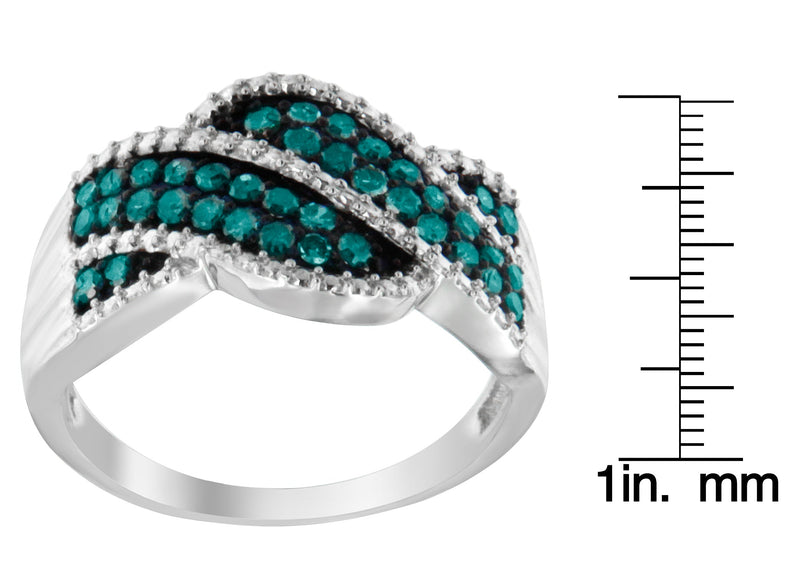 .925 Sterling Silver Treated Blue Color Diamond Cocktail Ring (1/2 Cttw, Treated Blue Color, I2-I3 Clarity) - Size 7-1/4