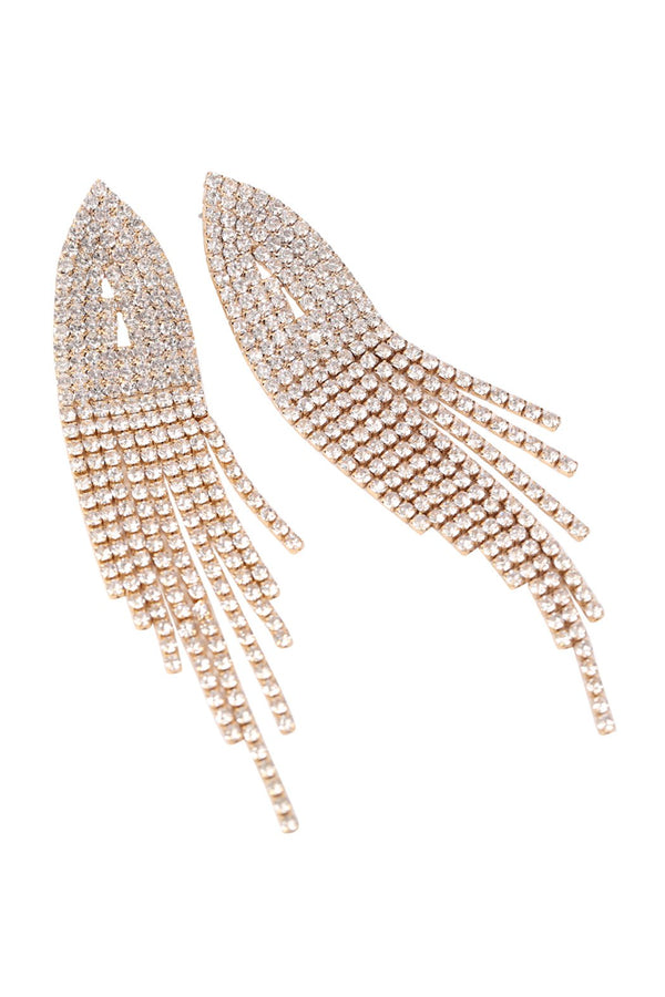 Bridal Rhinestone Long Tassel Earrings