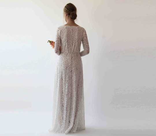 Vintage Style Long Sleeves Lace Wedding Dress, 1258