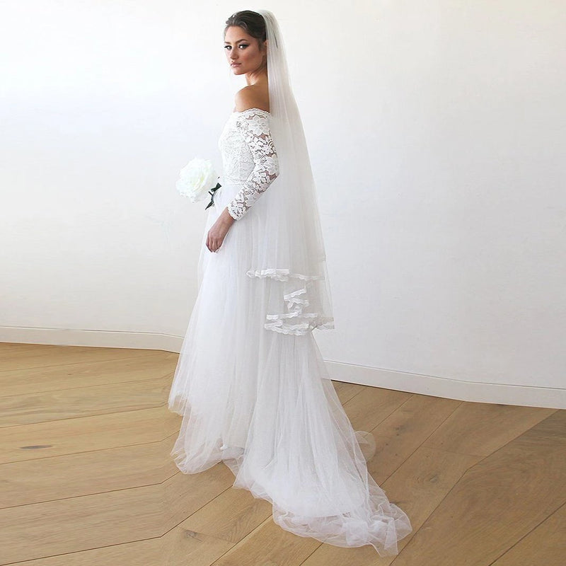 Off-The-Shoulder Ivory Wedding Dress #1134