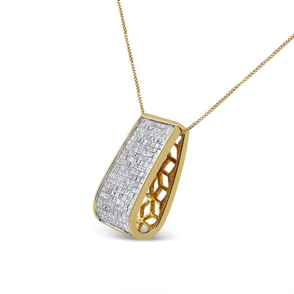 14K Yellow Gold Princess-Cut Diamond Pillar Pendant Necklace (1 5/8 Cttw, H-I Color, SI1-SI2 Clarity)