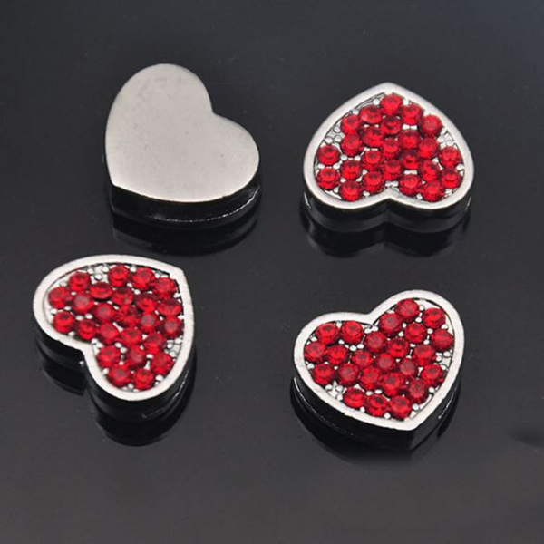 Red Pavé Heart -Silver Charms