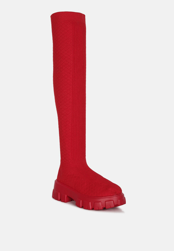 Loro Stretch Knit Knee High Boots