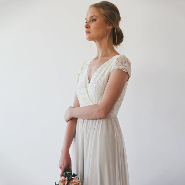 Wrap Cape Sleeves Lace Wedding Dress #1234