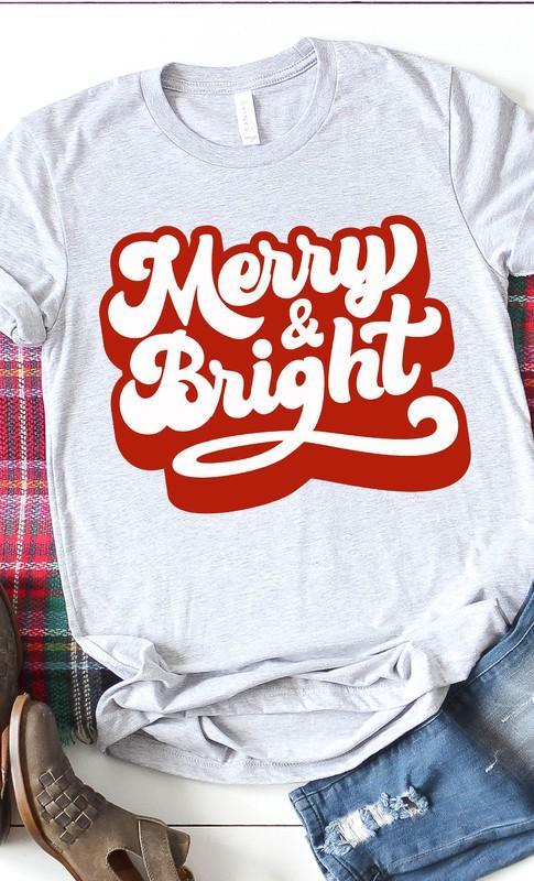 Merry and Bright Graphic Tee- Grey