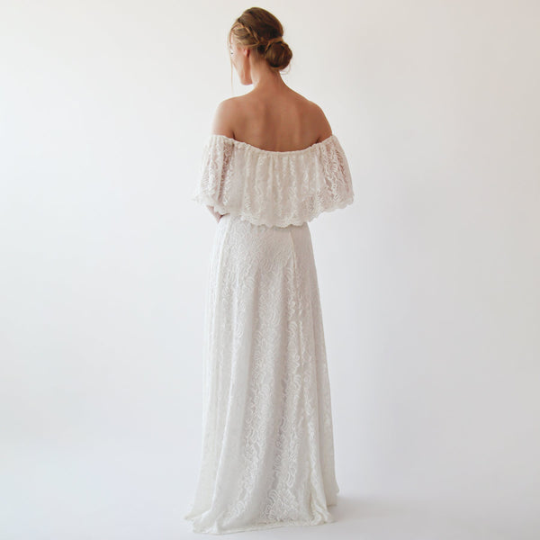 Bestseller Ruffled Crinkle Off-Shoulder Wedding Dress #1229
