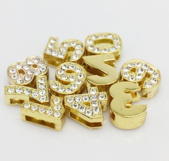 Pavé Numbers -Gold Charms