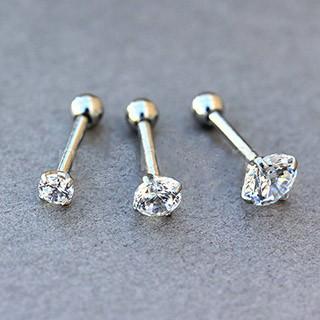 316L Stainless Steel Prong Set CZ Triple Helix / Cartilage Earring