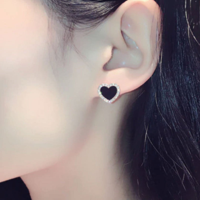 Onyx Heart Earrings