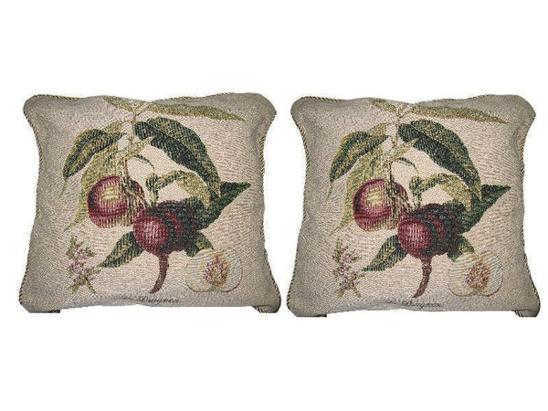 DaDa Bedding Set of Two Nectarine Fruits Throw Pillow Covers w/ Inserts - 2-PCS - 18"