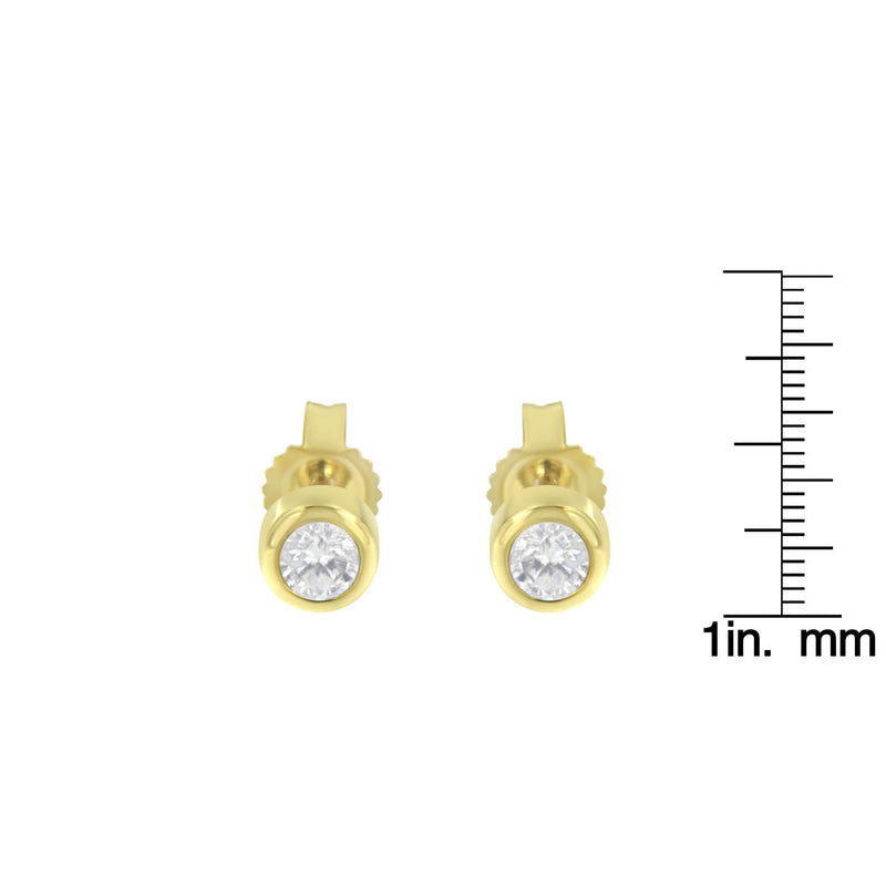10K White Gold 1/5 Cttw Round Brilliant-Cut Near Colorless Diamond Bezel-Set Stud Earrings (H-I Color, I1-I2 Clarity)