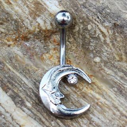 316L Stainless Steel Moon and Star Navel Ring