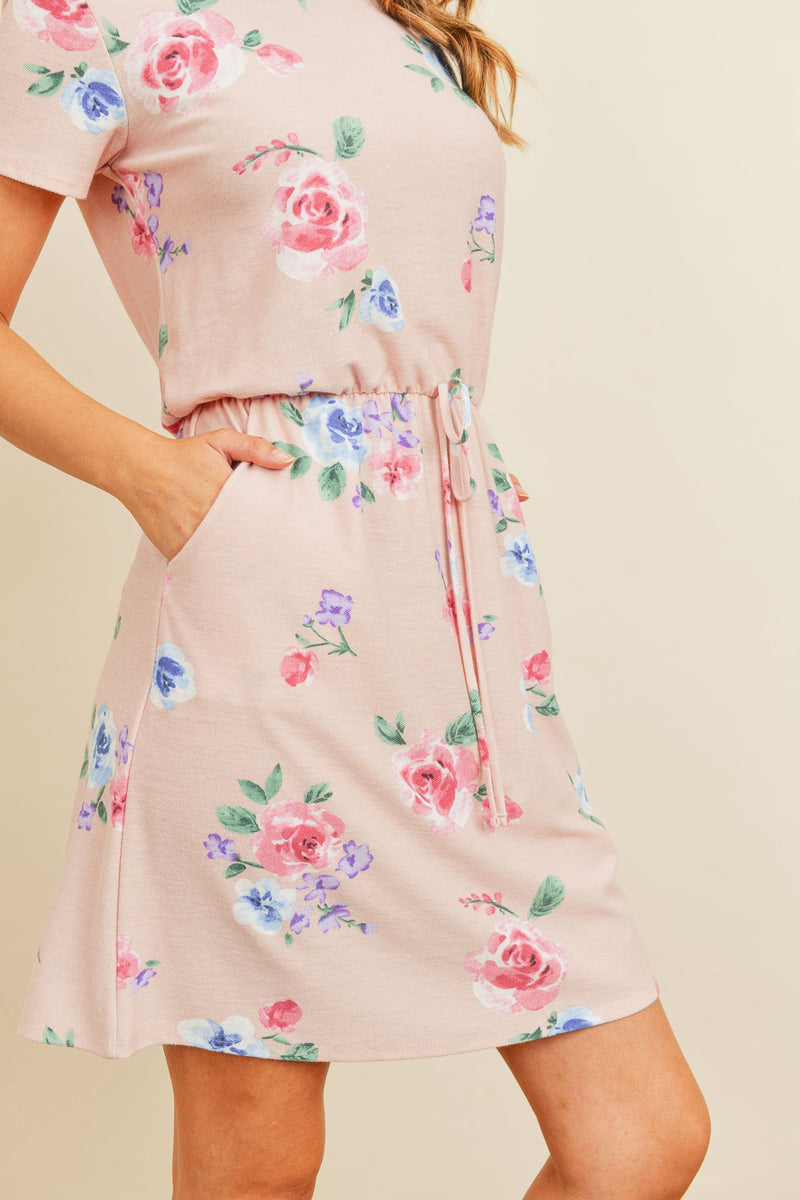 Cinch Waist Pocket Floral Dress