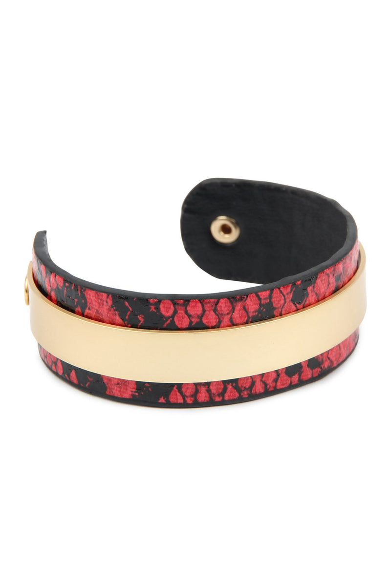Hdb2608 - Snake Skin Leather Cuff Bracelet