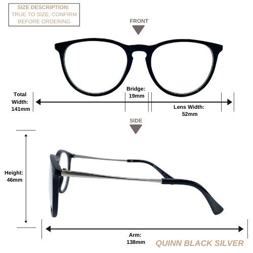 Quinn | Black Silver | Blue Light Blocking Glasses