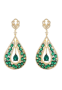 Charlotte Teardrop Earrings Emerald Gold