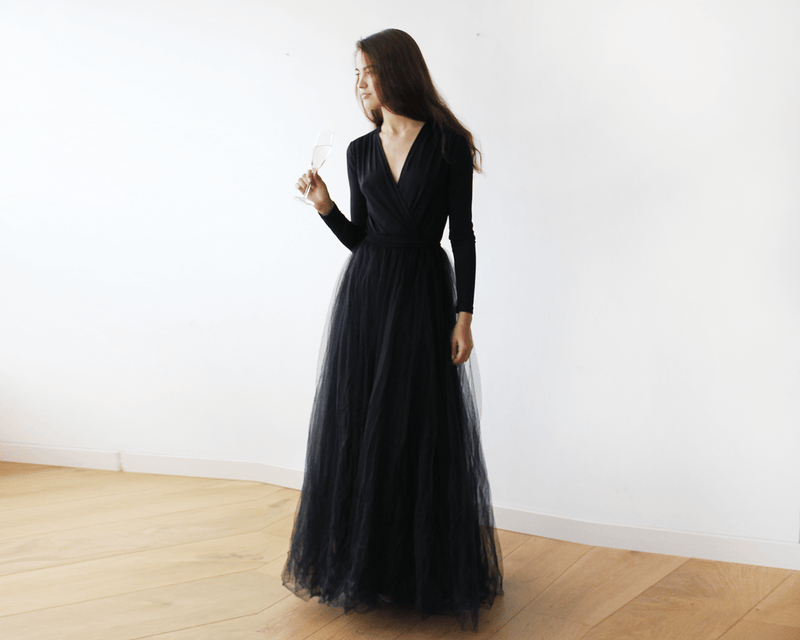Black Maxi Tulle Dress  #1066